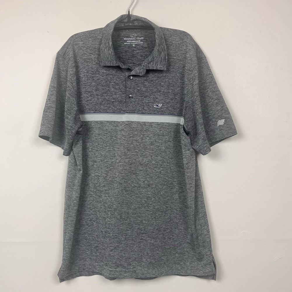 Vineyard Vines Performance Polo Shirt M Gray Space Dye Athleisure Gorpcore